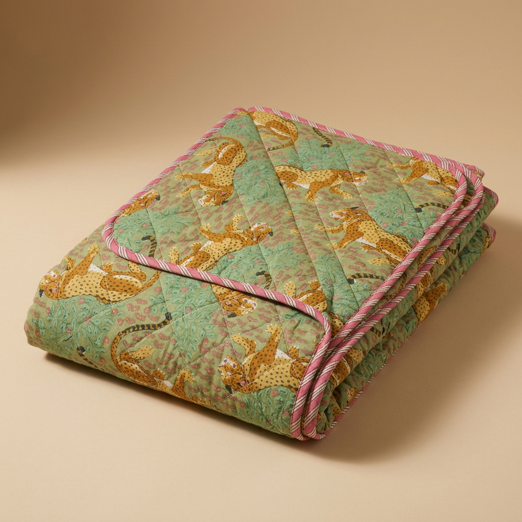 Quilt Ethnic jungle-groen van Eja, 140×180 cm | catalogusfoto