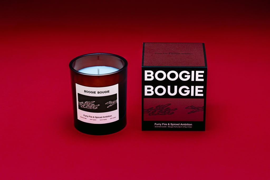 Boogie Bougie — Furry Fire & Spiced Ambition | Geurkaars Glass 270 g