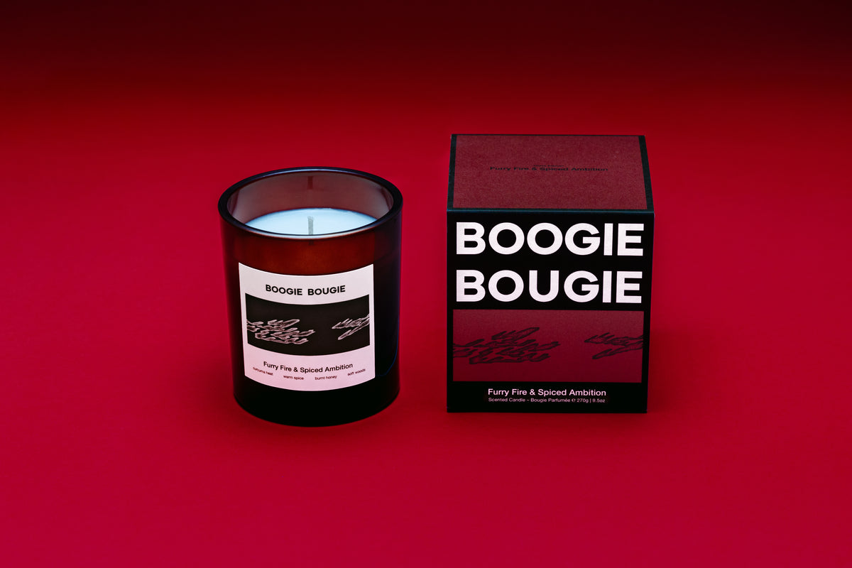 Boogie Bougie — Furry Fire & Spiced Ambition | Geurkaars Glass 270 g