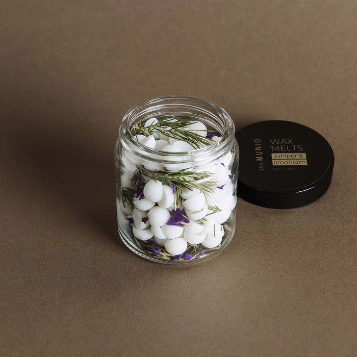 Juniper and limonium mini soy wax melts in a glass votive-Stera