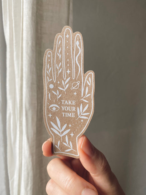 STICKER TAKE YOUR TIME - DUURZAAM KRAFTPAPIER - HAND-Stera