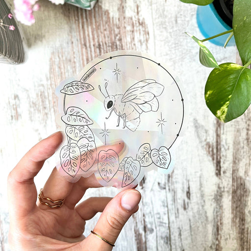 Sun Catcher Sticker - Bij met Monstera geldmasker | Room-Stera