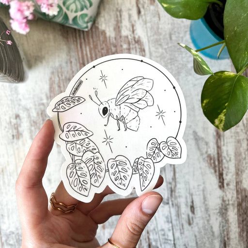 Sun Catcher Sticker - Bij met Monstera geldmasker | Room-Stera