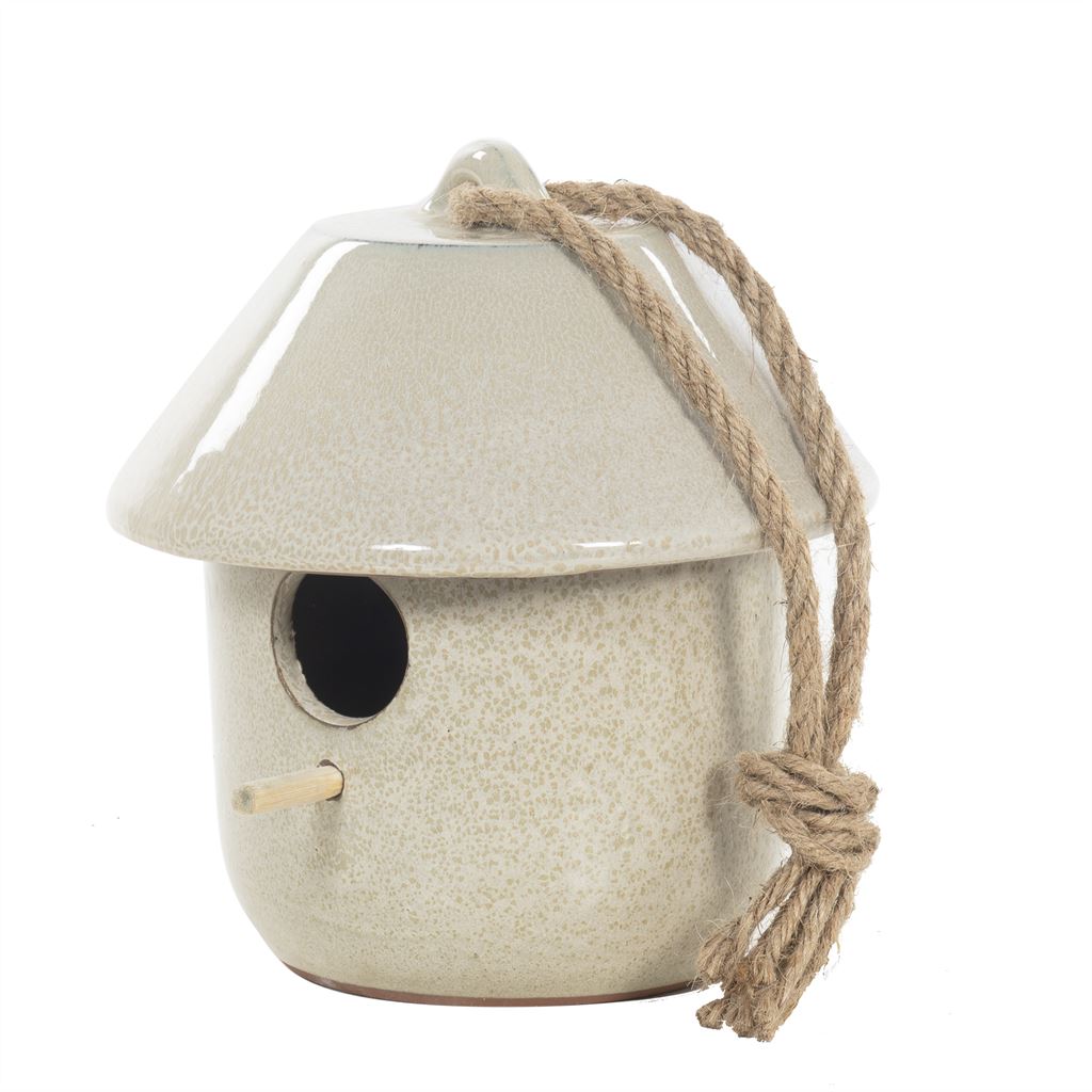 Keramische vogelhuispot cream Ø20 × 20 cm