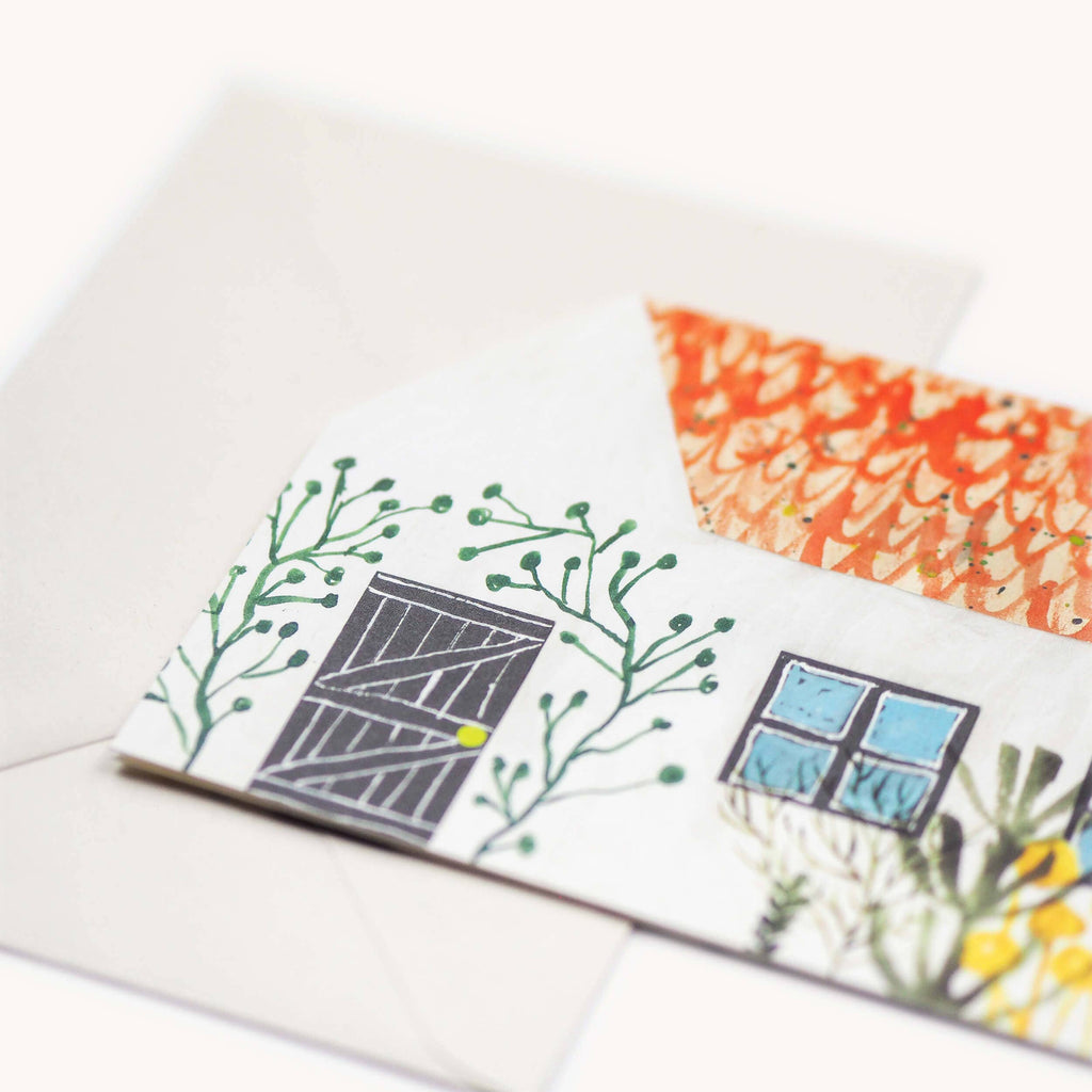 Cottagekaart met crèmekleurige envelop
