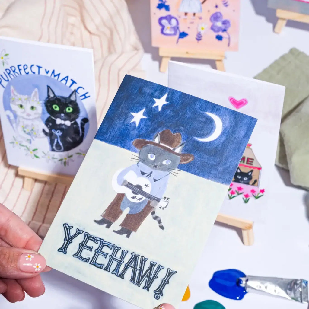 Yeehaw Kaart | Cowboy Kaart | Kat Kaart | Felicitatiekaart