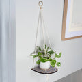 Kleine plantenplank met blauw touw van Studio Wald, tegen de muur