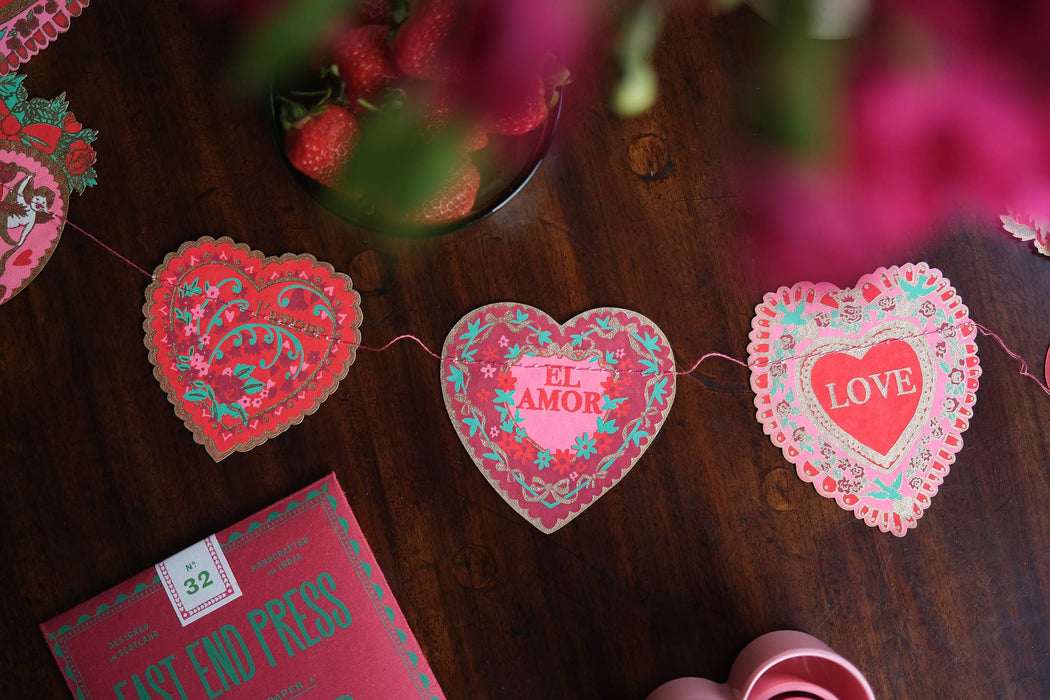 Sewn garland for Valentine's Day