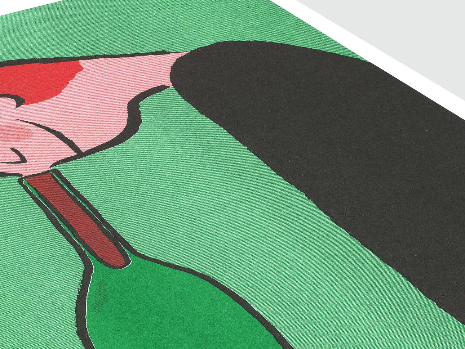 Poster 'Fles' van Jean Jullien aan de muur, sfeerbeeld