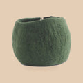 Wollen bloempot rond – mosgroen – M, beige studio
