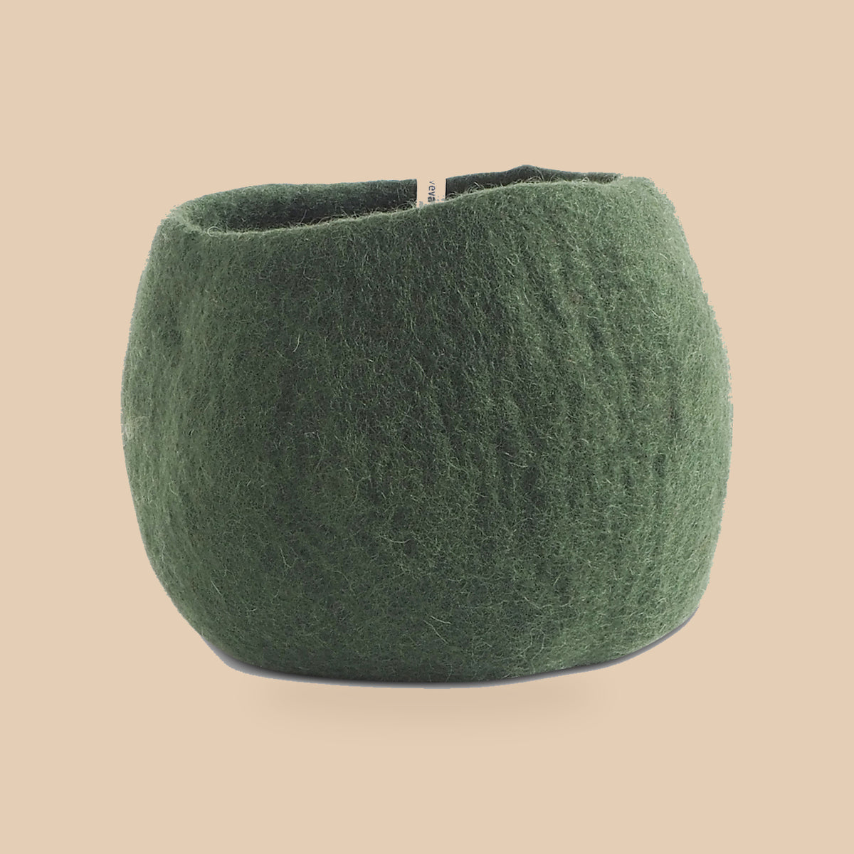Wollen bloempot rond – mosgroen – M, beige studio