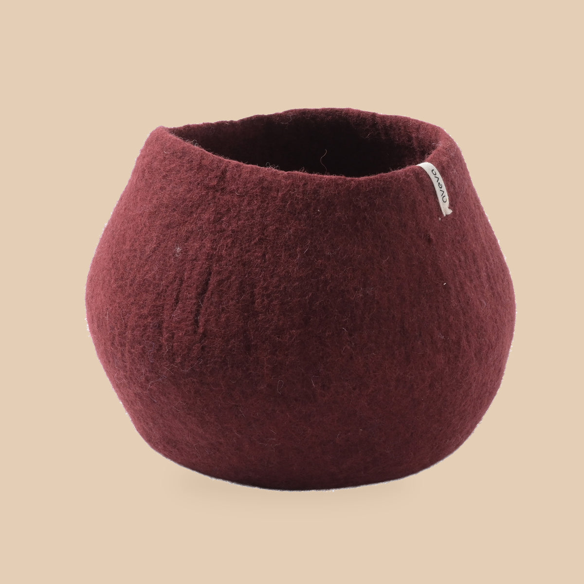 Wollen bloempot rond – bordeaux – L, beige studio
