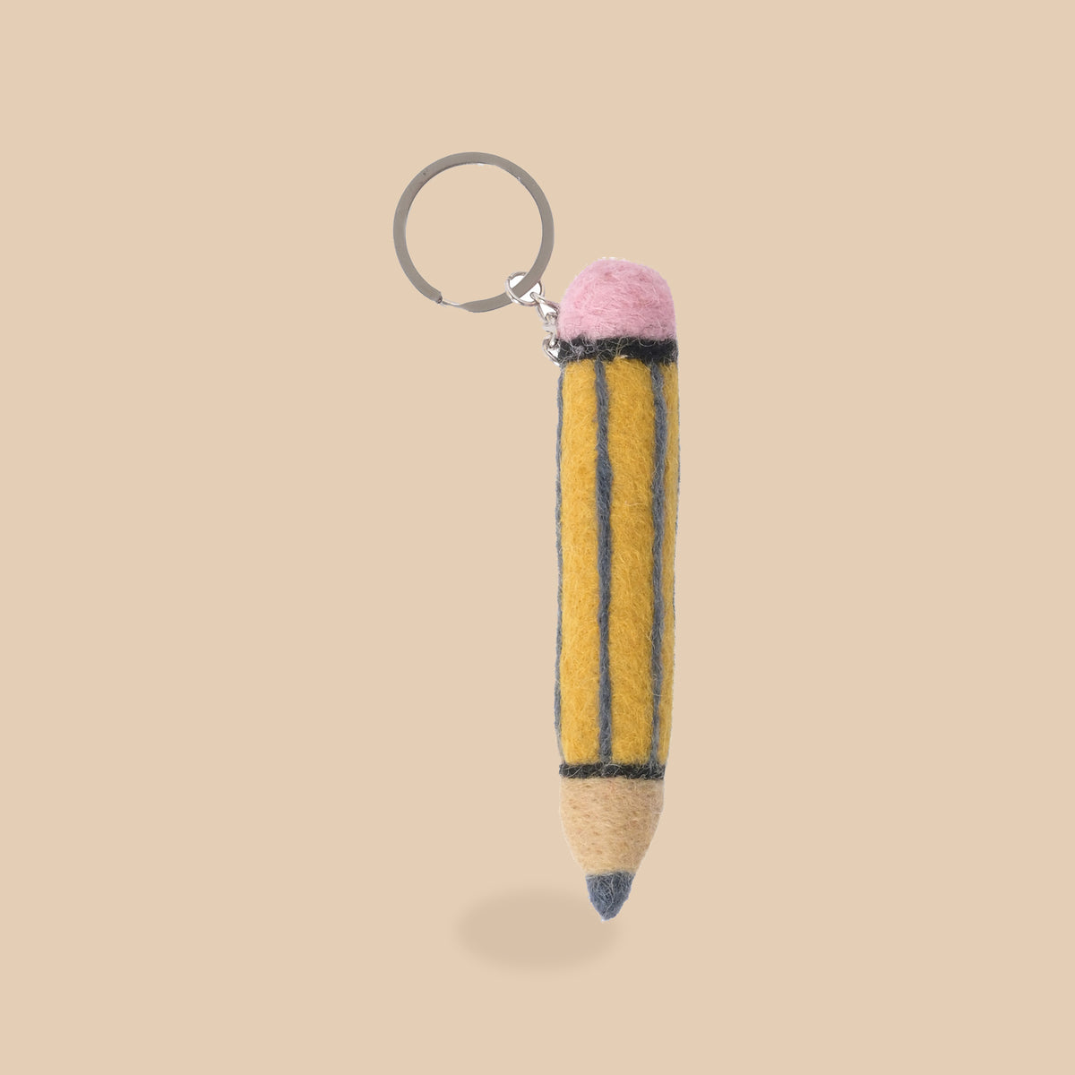 Wollen sleutelhanger potlood oker, beige studio