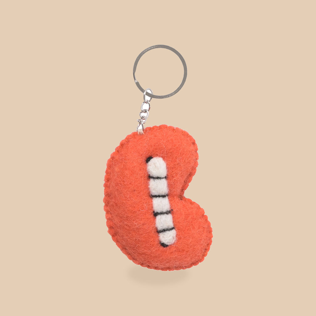 Wollen sleutelhanger mond, beige studio