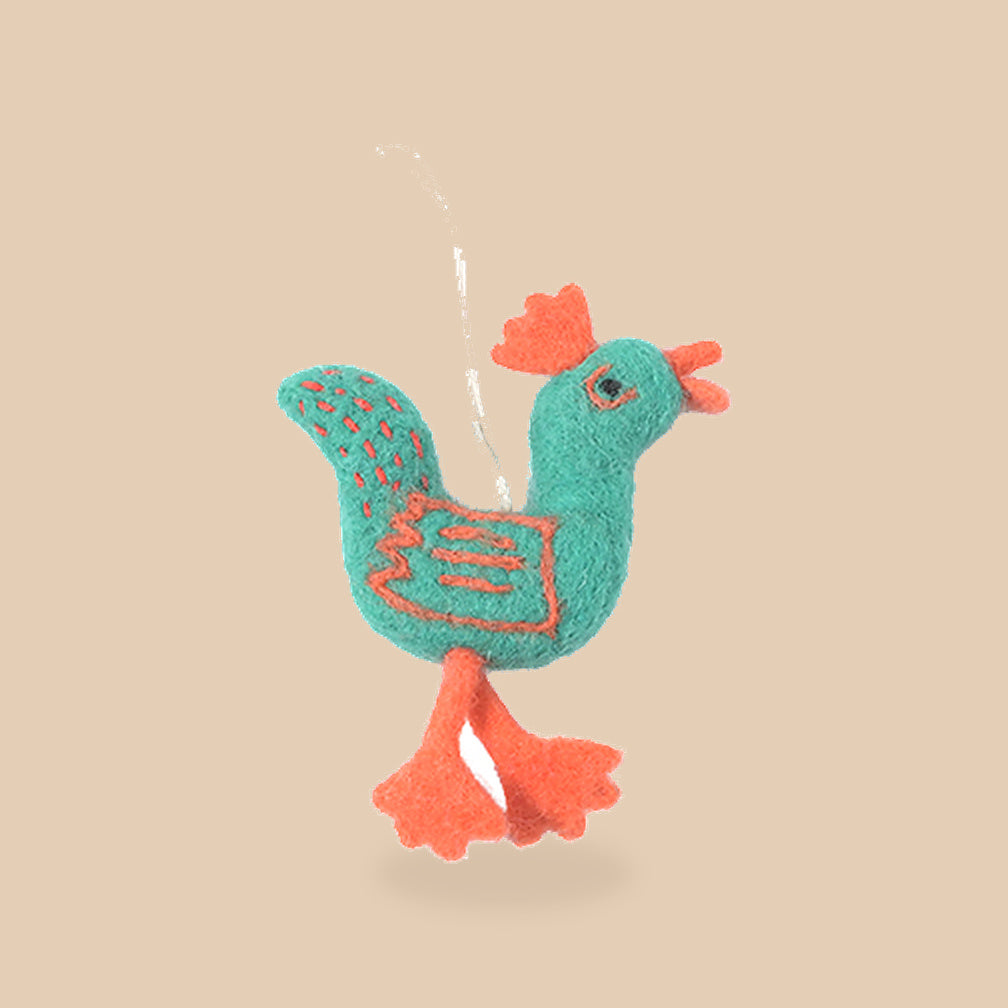 Wollen haantje Funky Rooster – Groen, beige studio