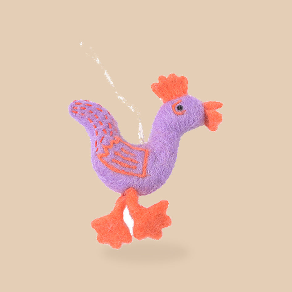Wollen haantje Funky Rooster – Lila, beige studio