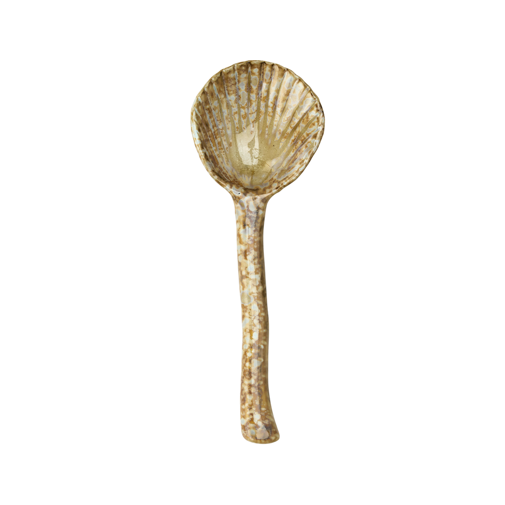 Stenen serveerlepel bruin beige 16 cm – Madam Stoltz