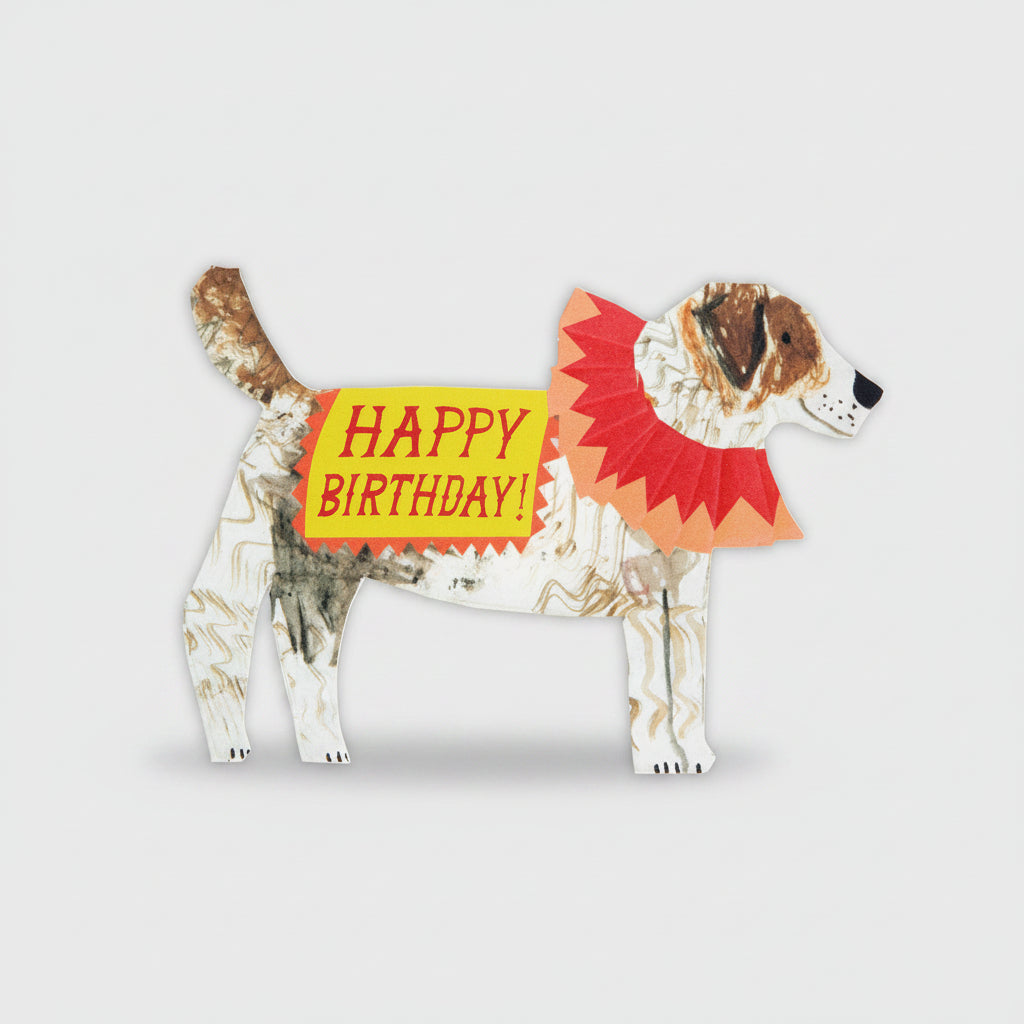 Verjaardagskaart met geschilderde Jack Russell terrier met collagekraag van Hadley