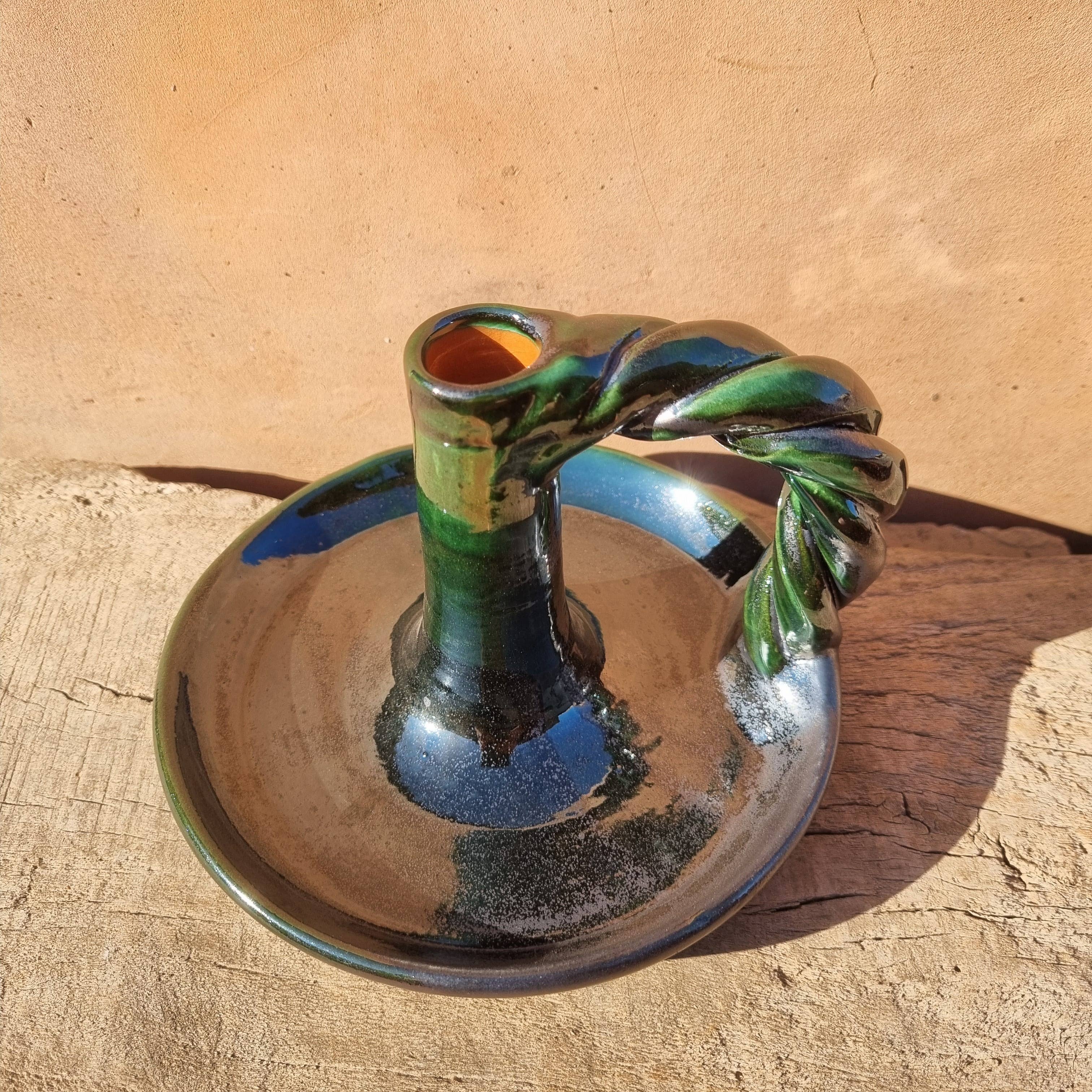 Handgemaakte kandelaar – groen (model II)