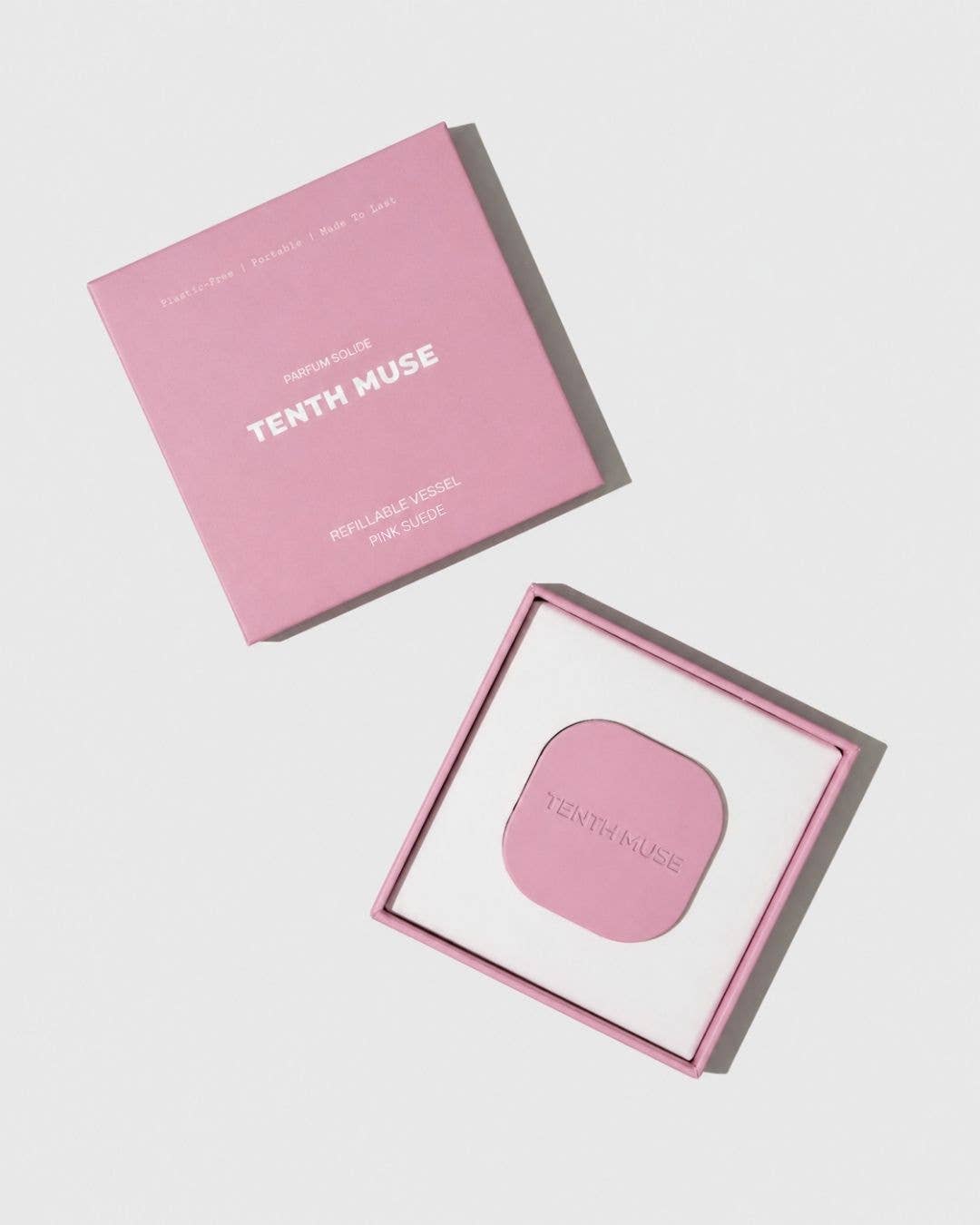 Roze suède parfumhouder, plasticvrij en herbruikbaar