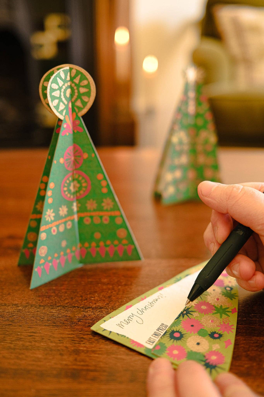 Pop-up kerstboomkaart, zijaanzicht