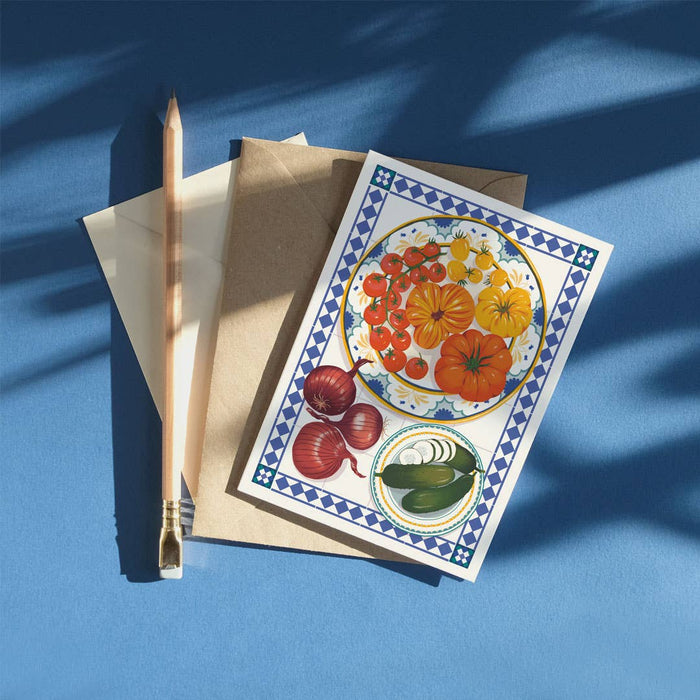 Tafeldecoratie - Groenten | Alledaagse wenskaart | Mediterraan