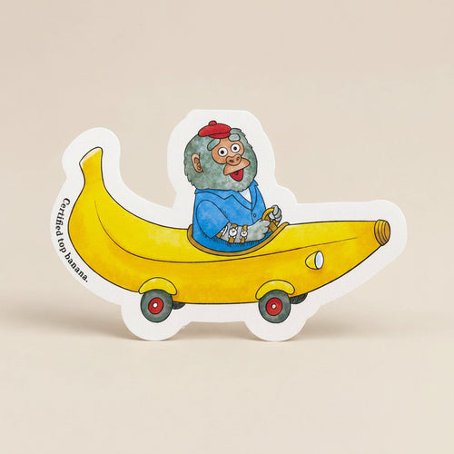 Gestanste wenskaart van de bananen gorillawagen van Richard Scarry – Studio Boketto