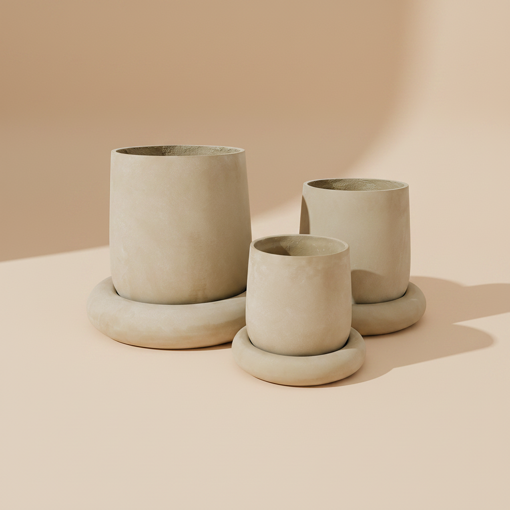 Beige keramische potten