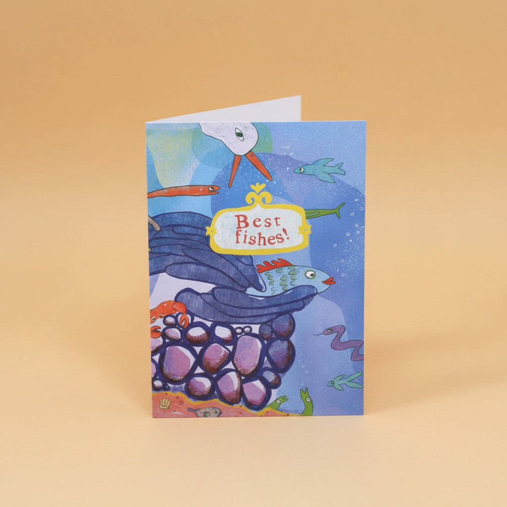 Best Fishes wenskaart studio mockup