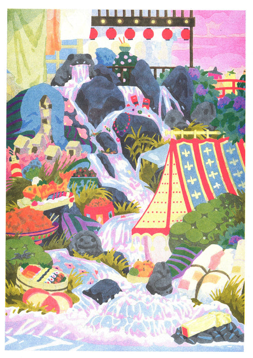 A3 poster Spirited Away van Camille Gobourg, detail van de risografiedruk