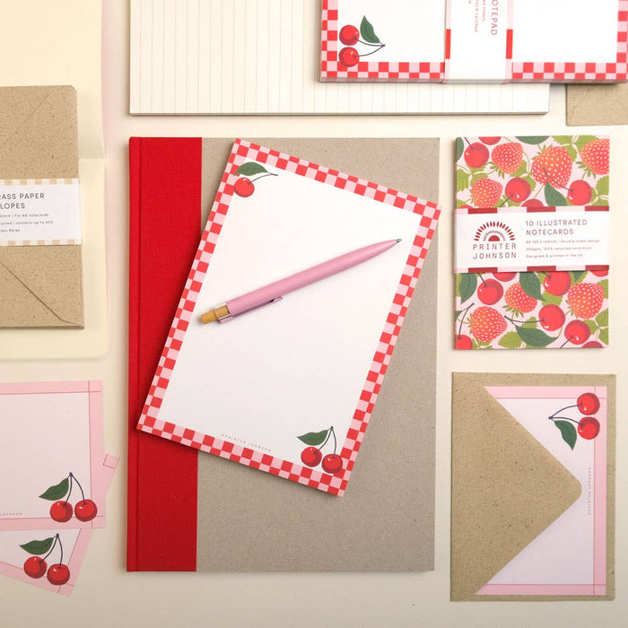 Kers | A5 notitieblok | 52 bedrukte pagina's, gerecycled notitieboekje