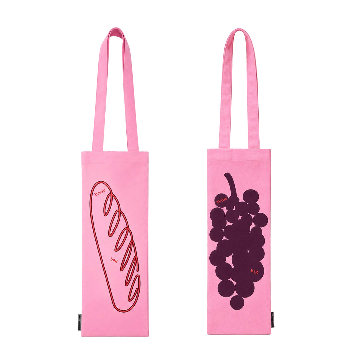 Roze Wine Club tote bag voor een fles wijn of een stokbrood