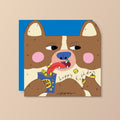 Hond eet hoelahoep - Uitgesneden kinderwenskaart | studio