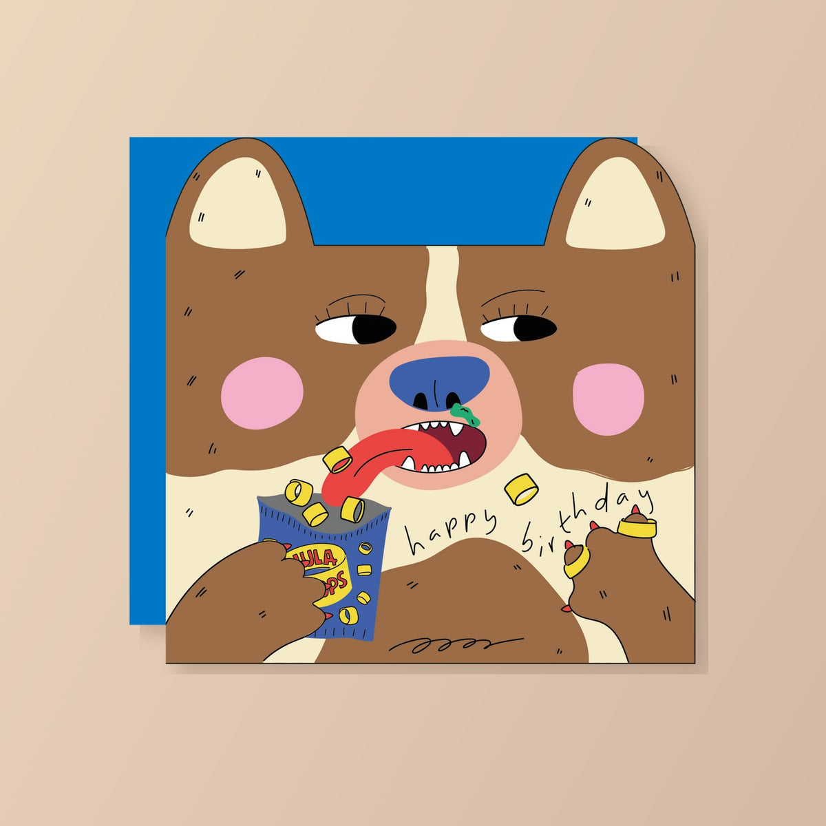 Hond eet hoelahoep - Uitgesneden kinderwenskaart | studio