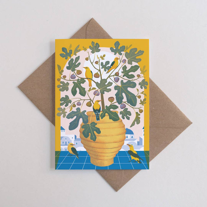 Santorini | Alledaagse wenskaart | Mediterraan, bloemig