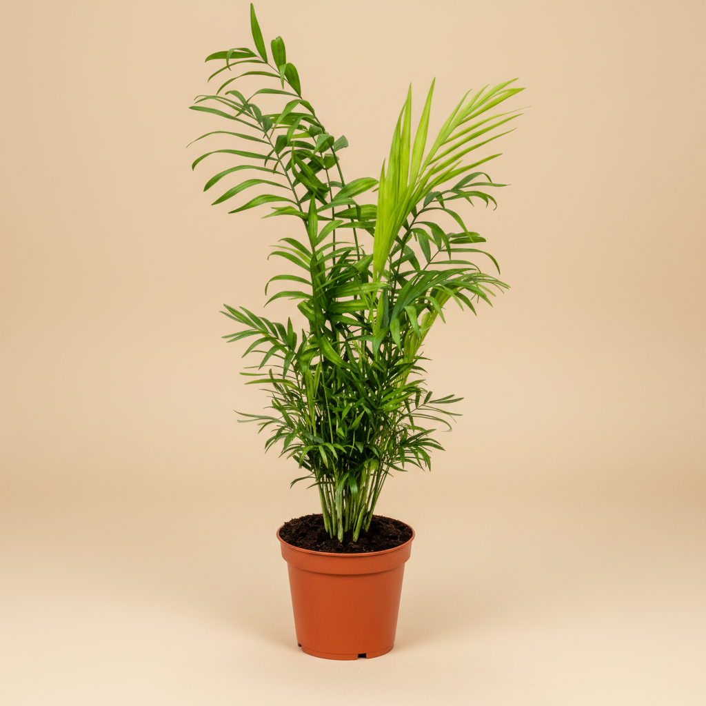 Chamaedorea palm – warme beige studioachtergrond