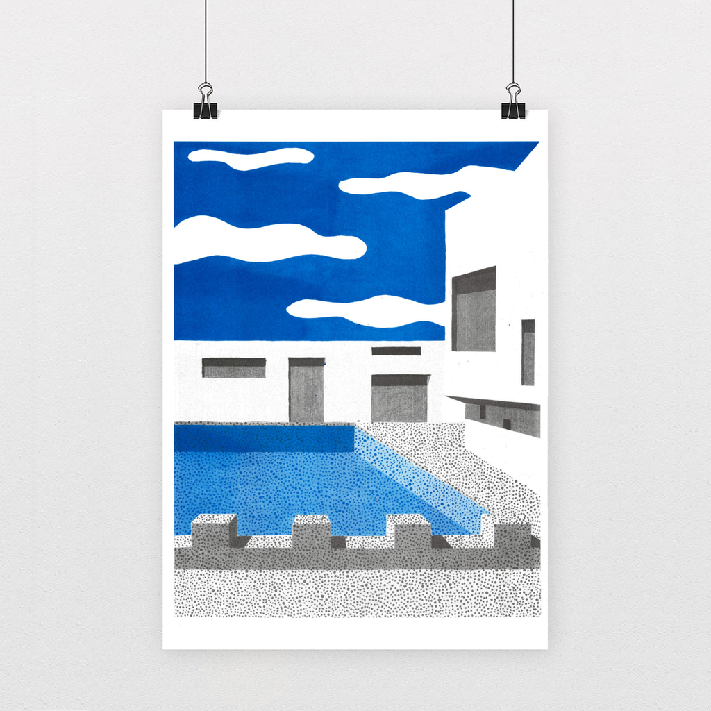 Poster 'Le Havre' van Ana Popescu aan de muur, sfeerbeeld