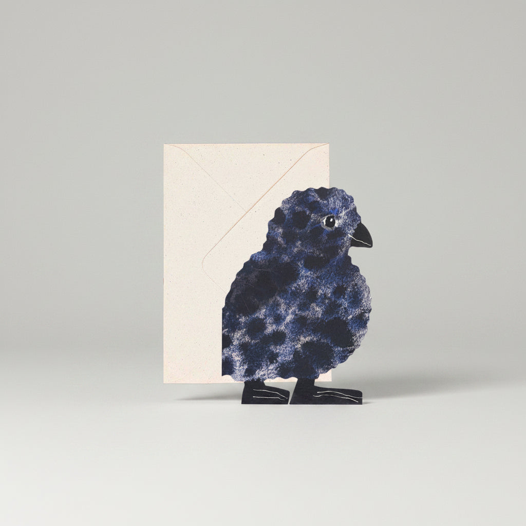 Wenskaart in vorm van papegaaiduikerkuiken in aquarel van Hadley