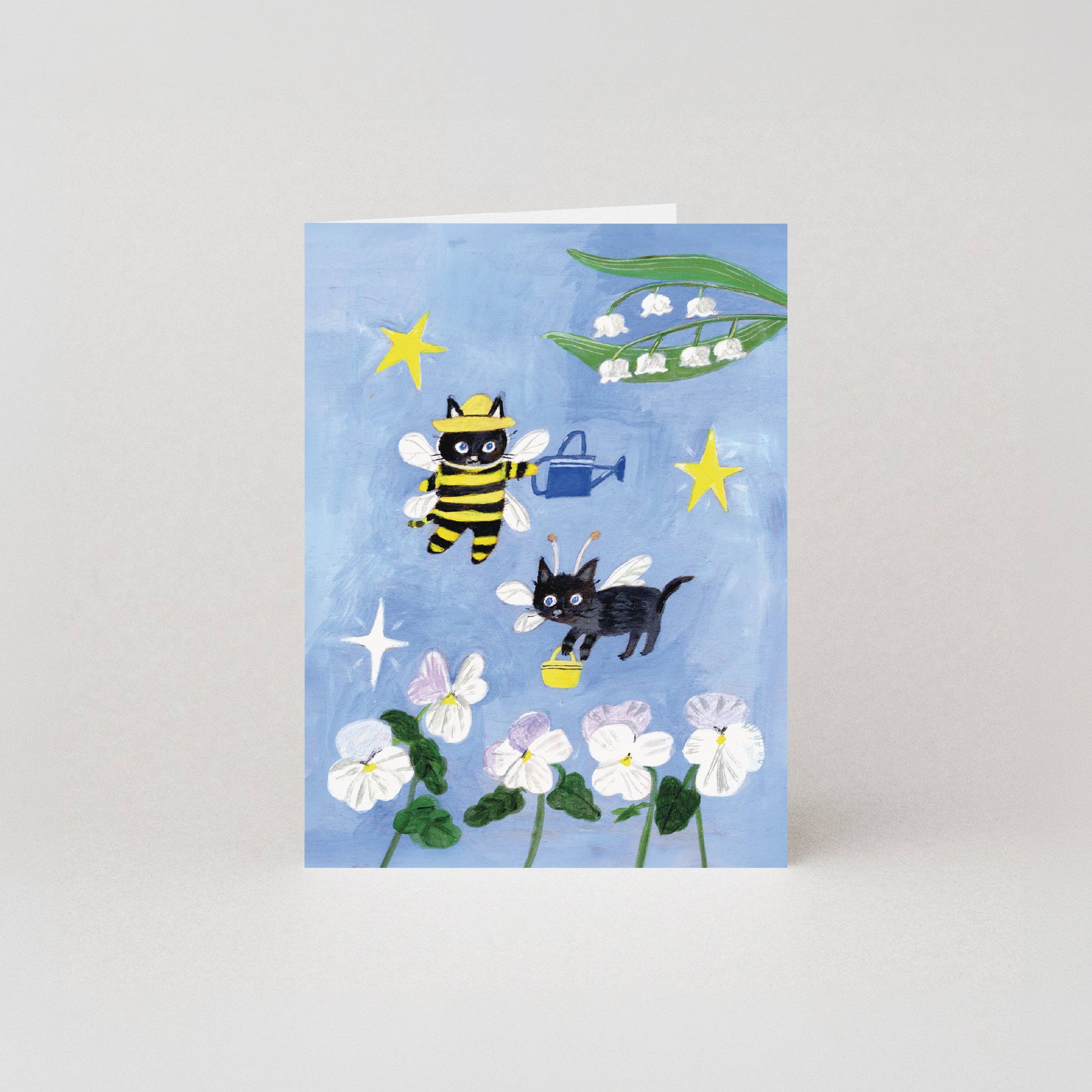 Kaart voor bijentuinier | Mini-kaart | Kaart met kat | Cadeau voor tuinier