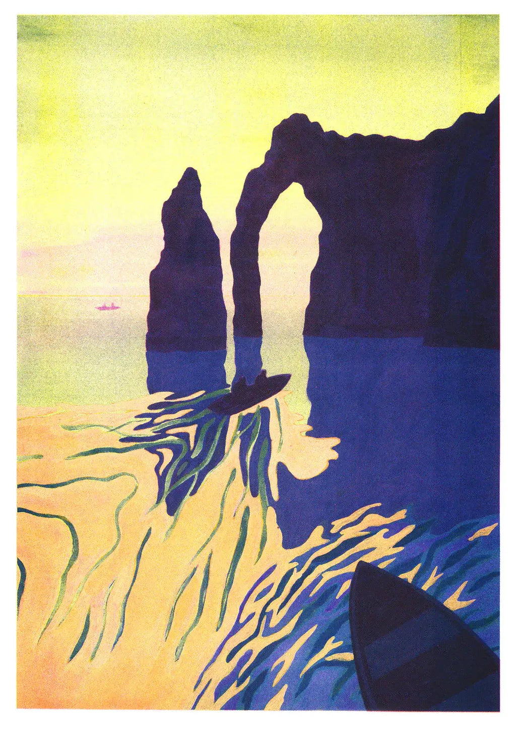 A3 poster 'Étretat' van Marie Larrive, detail van de risografiedruk