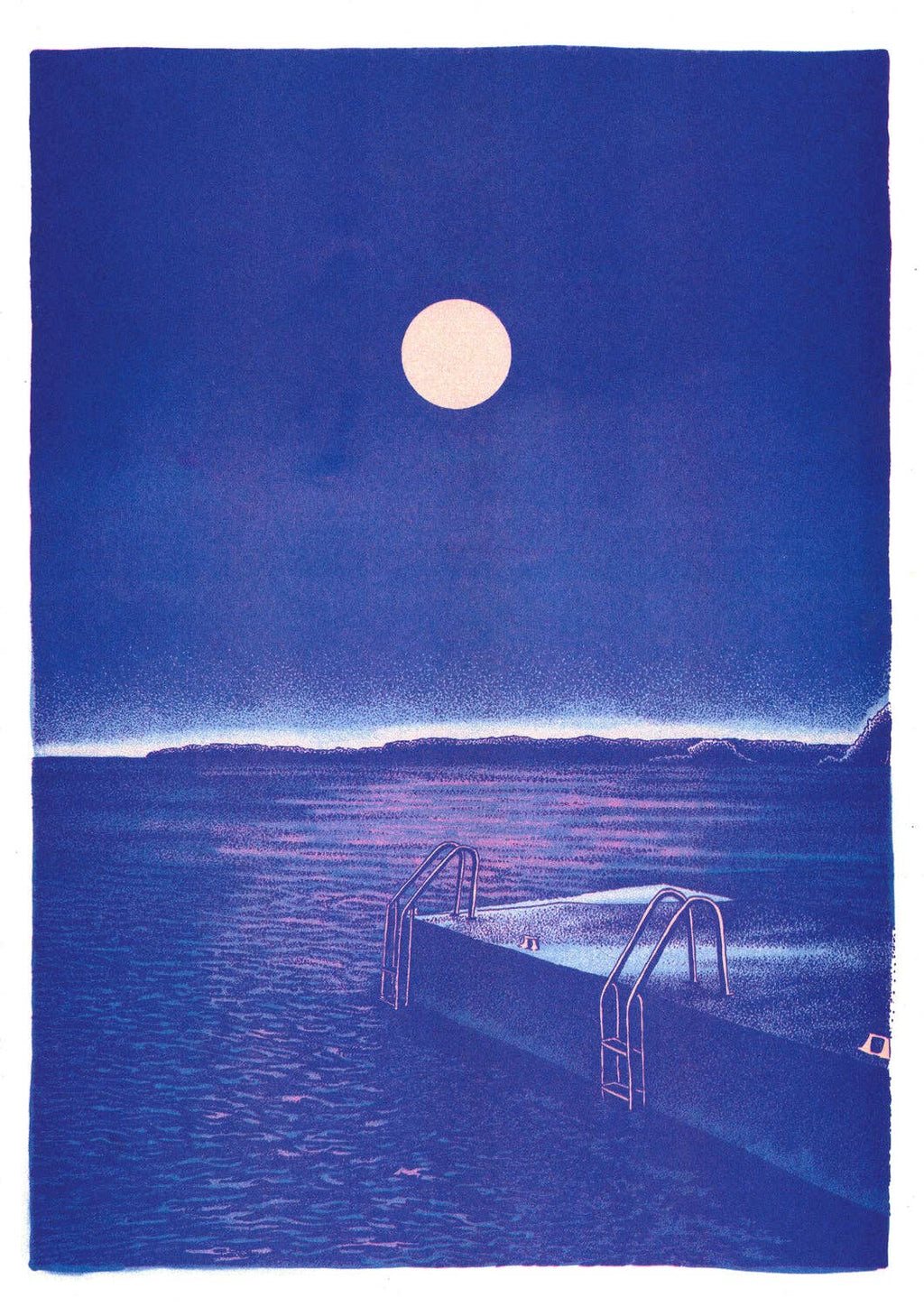 A3 poster 'Midnight Bath' van Manon Diemer, detail van de risografiedruk