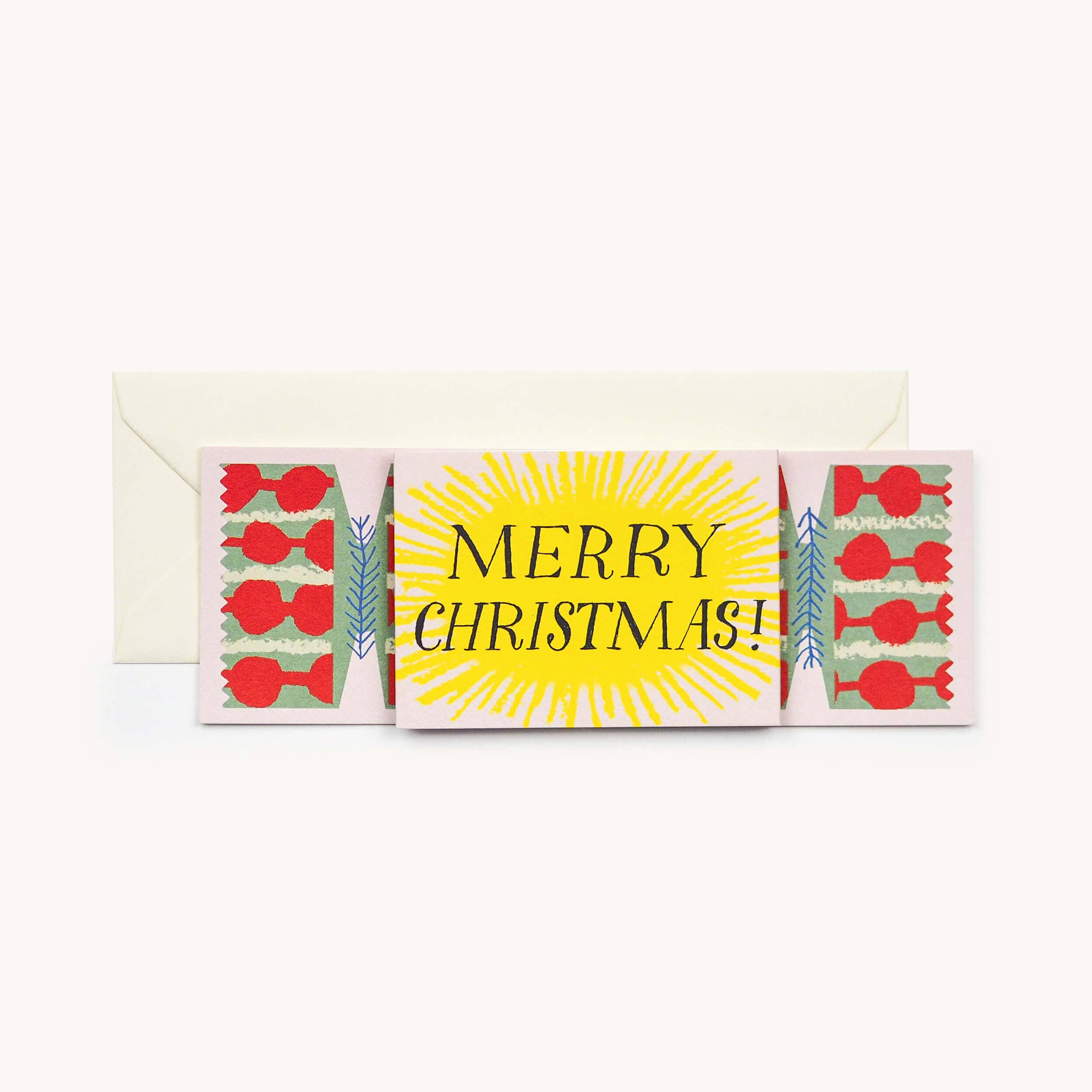Kerstcracker kaart van Hadley die uittrekt als een echte cracker