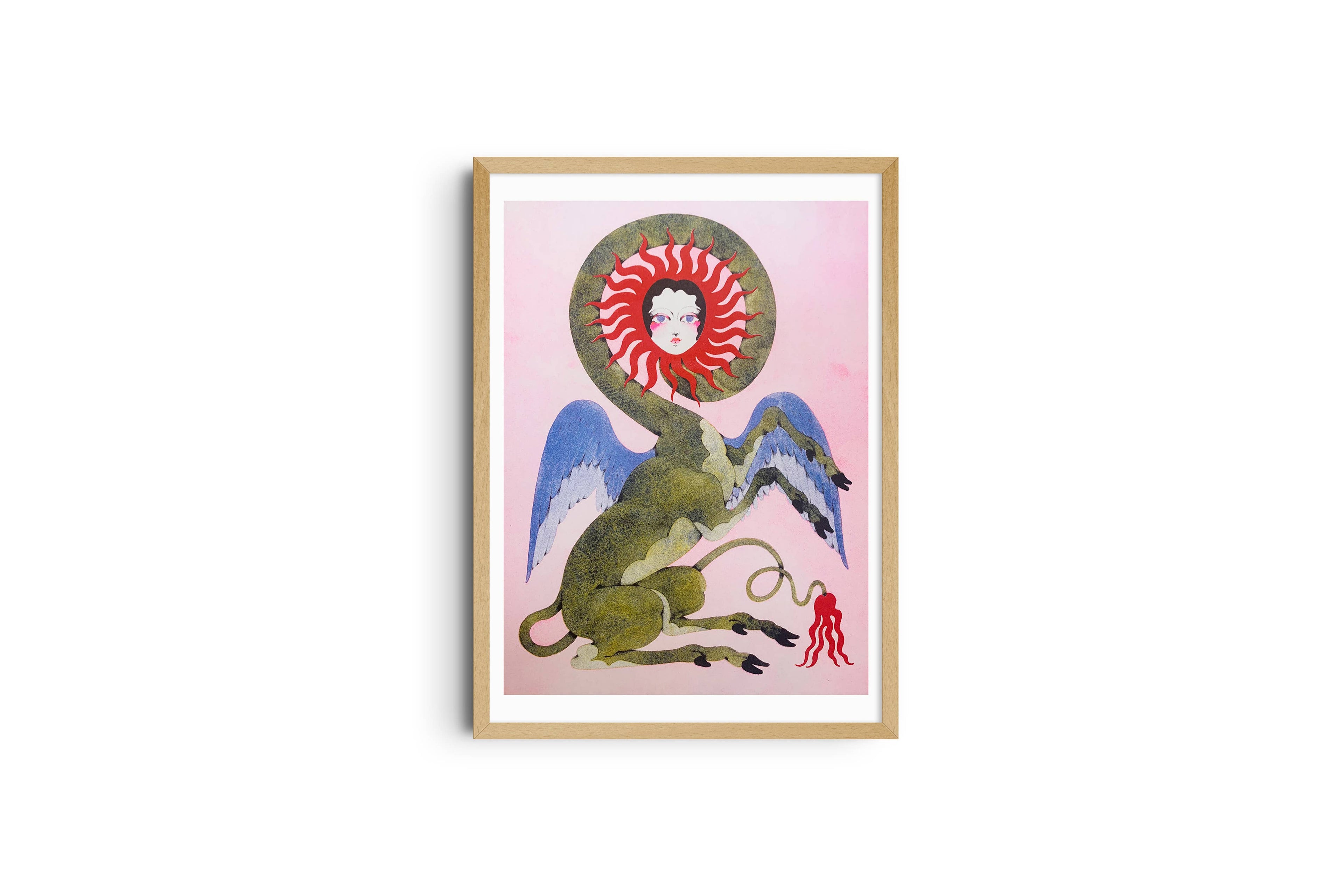 Risografieposter 'The Angel' van Lou Benesch, gedrukt door KIBLIND Atelier
