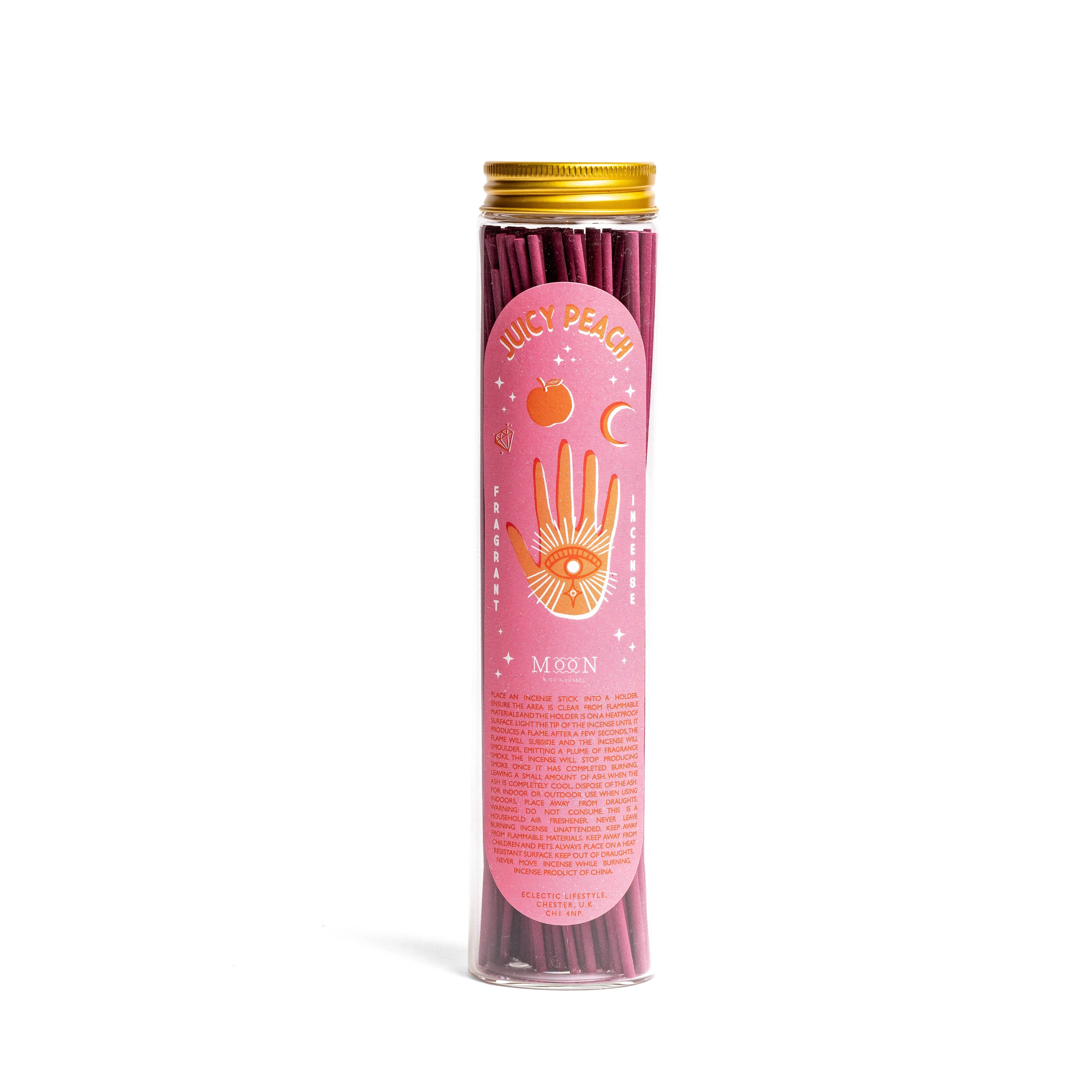 Moon Sense pot met 100 Juicy Peach wierookstokjes, zoete perzikgeur