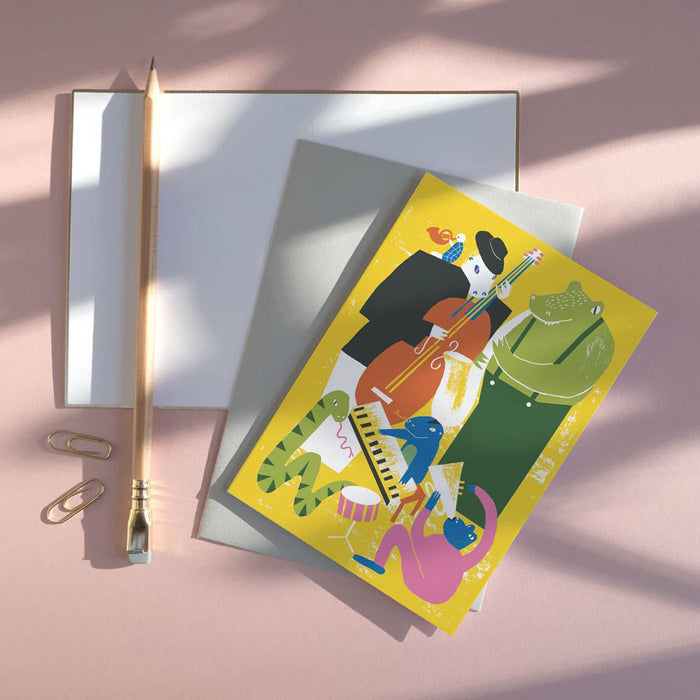 Jazzy Reptielen | Alledaagse wenskaart | Muziek, dieren