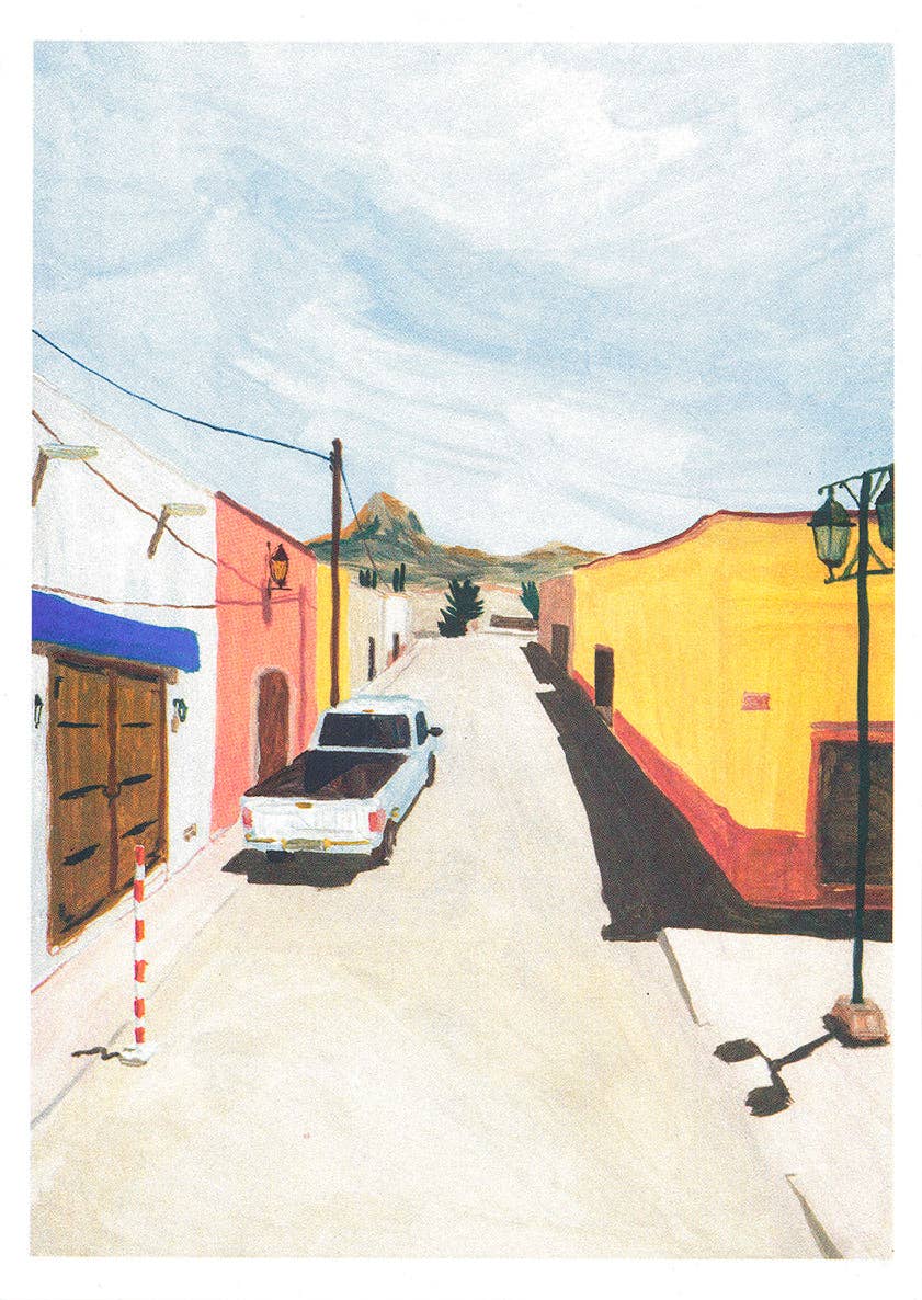 Poster 'Bernal, Mexico' van Nao Tatsumi aan de muur, sfeerbeeld