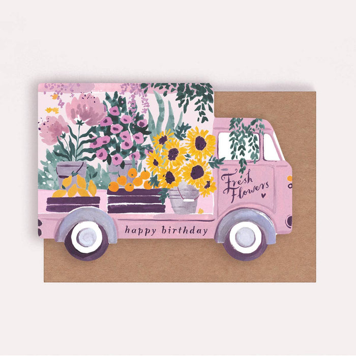 Flower Truck verjaardagskaart | Vrouwelijke verjaardagskaart | Bloemen