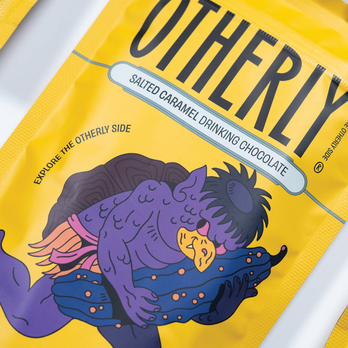 Verpakking Otherly gezouten karamel drinkchocolade, achterzijde