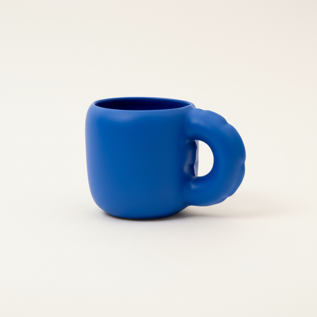 Donkerblauwe mok studio packshot