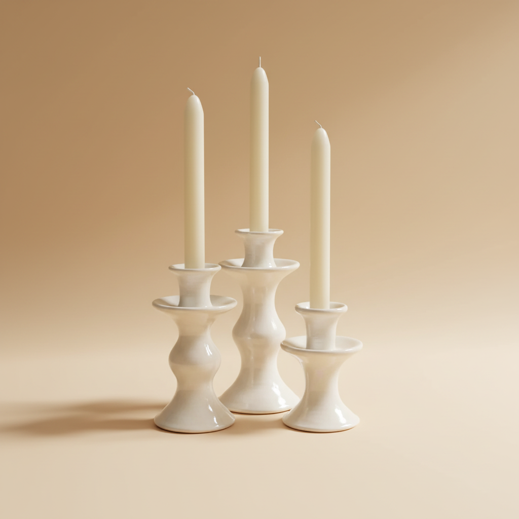 Drie witte kandelaars warme achtergrond